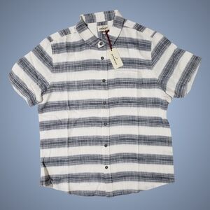 JEREMIAH Button Down Shirt Short Sleeve Stripe Woven Shirt Men Large Backbay NWT